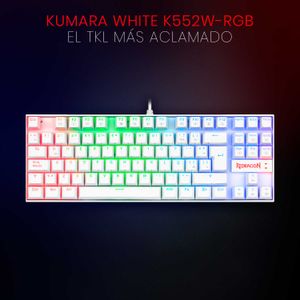 Teclado Redragon Gaming Kumara Usb Blano K552W-RGB-1R-SP