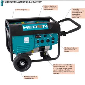 Generador eléctrico A Gasolina Heron 6.5Hp 3000Watts