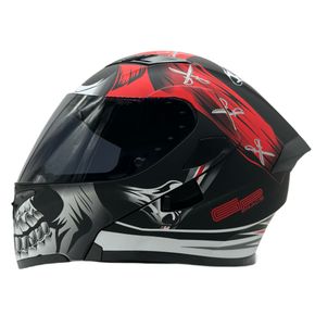 Casco Italika Abat Pirata LED Rojo/Negro Talla M