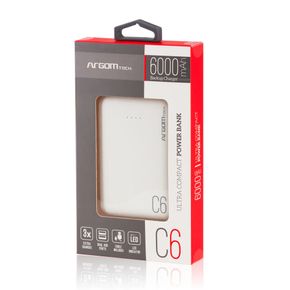 Power Bank Argom C6 Blanca ARG-PB-1136WT