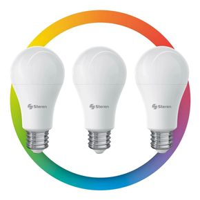 Paquete de 3 Focos Led RGB WI-FI Steren SHOME-120/3