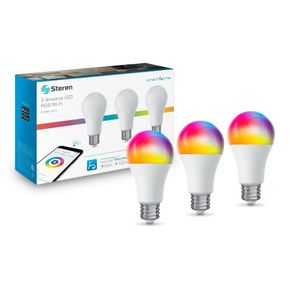 Paquete de 3 Focos Led RGB WI-FI Steren SHOME-120/3