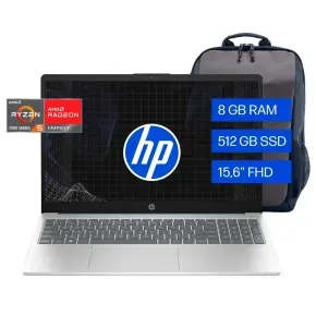 Laptop HP 15-fc0250la 15.6 Full HD Antirreflejo AMD Ryzen 5 8GB RAM 512GB SSD Graficos Radeon Wi-Fi 6 HP Fast Charge ENERGY STAR, incluye mochila